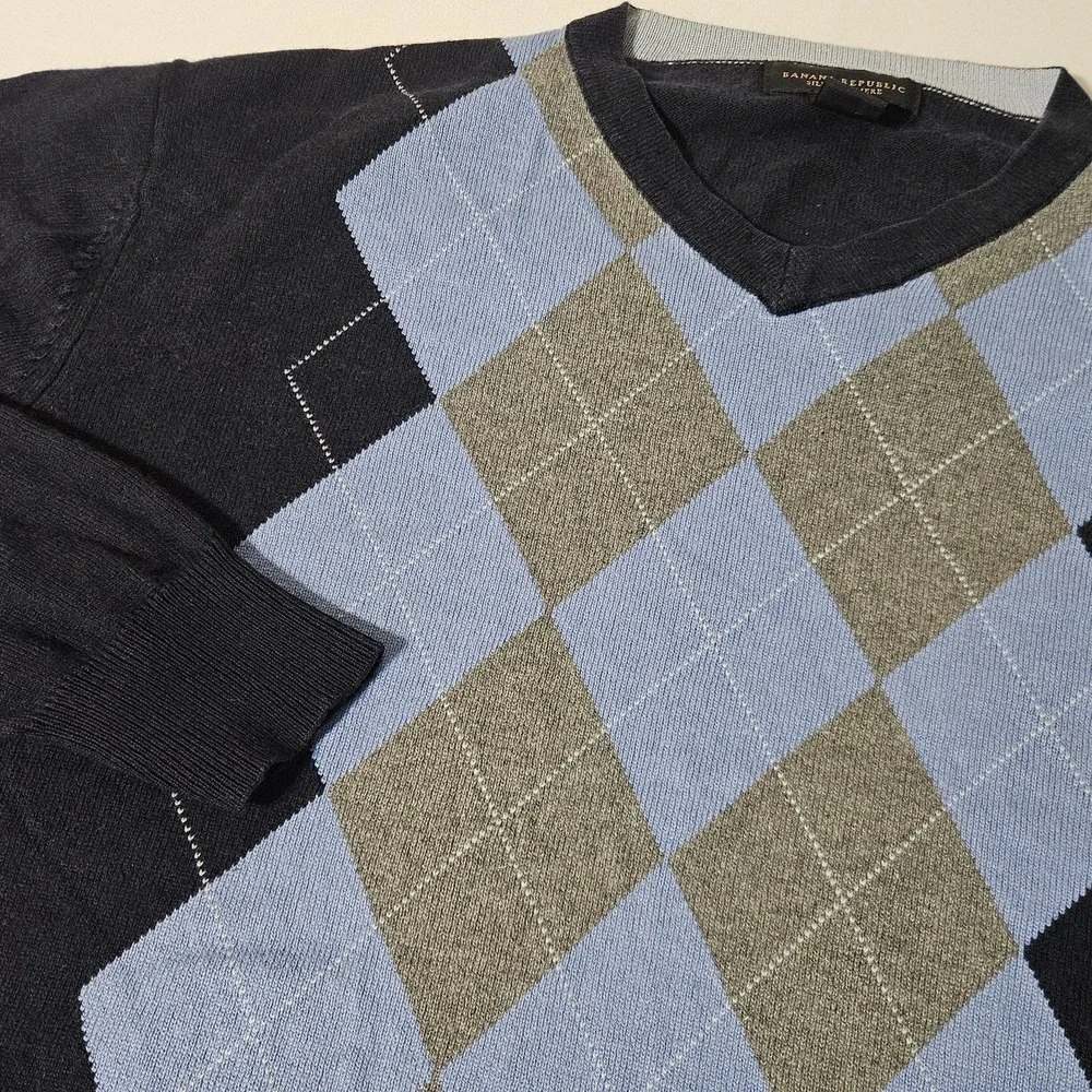 Sweater Silk Cashmere Argyle Fast Shipping! Banana Republic L Large Men's‎